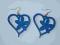 Lekkie kolczyki drewniane niebieskie serca