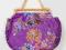 7fioletowa cekinowa torebka z drewnianą rączką