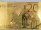 20 Euro Banknot- Czyste Złoto 24 Karaty