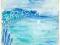PIĘKNY, NIEBIESKI PEJZAŻ- JEZIORO - akryl 20x20 Pń