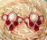 Kremowo- czerwone kolczyki soutache, bigle pr 925