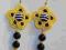 Kolczyki soutache sutasz jedwabne Pszczółki
