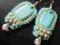 Kolczyki Jedwab Sutasz turkus i złoto Piękne