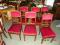 Krzesła 6 szt. antyczne, dębowe z bordowym obiciem