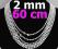 SREBRNY ŁAŃCUSZEK -KULE  DŁ 60 CM -2MM PROMOCJA
