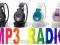 SŁUCHAWKI Z MP3  RADIO - NA KARTE MICRO SD LCD