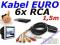 Kabel przewód audio video Euro Scart 6x cinch 1,5m