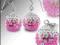 SWAROVSKI, SREBRO DUŻE KULE, KOLCZYKI + ZAWIESZKA SWAROVSKI, SREBRO DUŻE KULE, KOLCZYKI + ZAWIESZKA
