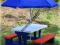 Stół Stolik + Ławka + Parasol dla dzieci do ogrodu