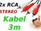 Kabel przewód audio RCA chinch 3m radio wzmacniacz