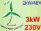 ! Kompletna elektrownia wiatrowa do 3kW 230V 4 aku