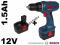 WKRĘTARKA 12V 2x 1,5Ah BOSCH GSR 12-2, G3L + FV