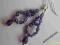 KOLCZYKI PLECIONE FIOLET KRYSZTAŁKI RĘKODZIEŁO!