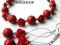 ~KORAL  CZERWONY ~RÓŻYCZKI  ~~BRANSOLETKA+KOLCZYKI