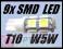 LED 9x SMD 3Chip T10 W5W Postój Wnętrze Tablica FV