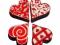 Drewniane czerwone serca z przylepcem - 4szt