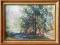 STARY OBRAZ PEJZAŻ Z DRZEWAMI - R. RADLEIN