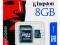 Karta KINGSTON microSD 8GB + adpter SD*W-Wa*Odb.Os