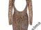 RIVER ISLAND sukienka LEOPARD plecy dlugi rekaw 36