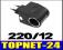 PRZEJSCIÓWKA PRZETWORNICA ZAPALNICZKI 220V na 12V