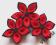 Trzy kwiatuszki - filc - energetyczna czerwień