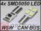 CAN BUS W5W T10 4xSMD 5050 Led  Boczna Wnętrze