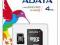 ADATA MicroSD HC 4GB + SDHC Adapter NOWA FV WAWA !