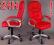 CZERWONY skórzany obrotowy fotel biurowy, krzesło