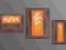 obraz malowany STOKROTKI, brąz, pomarańcz. TRYPTYK