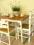 Dębowy stół,trzy krzesła.Shabby chic.Komplet biały