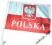 Samochodowa flaga Polski 45 x 30 z godłem + uchwyt