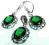 Komplet - kolczyki  wisiorek szmaragd superprezent