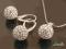 Srebrny Komplet Swarovski, Duze Kule 12 mm Crystal