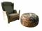 Fotel rozkładany + pufa (podnóżek)