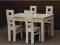 Zestaw stół 120x80+2x35, 4 krzesła, białe, okazja