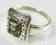 pierścionek srebrny srebro bursztyn zielony kropki