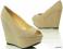 HIT KOTURNY 12cm ZAMSZ PEEP TOE NUDE ENGLAND 39