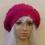 NOWA CZAPA-BERET r. 52-58 W MELANŻU MALINY POŁYSK