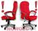 CZERWONY skórzany obrotowy fotel biurowy, krzesło