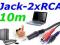 Kabel przewód audio minijack 2x RCA 10m laptop PC