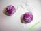 Kolczyki kule różowo-fioletowe, bigle ze srebra
