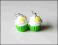 kolczyki z modeliny fimo, cupcake, muffinki, neon