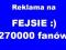 Reklama na Facebook 270.000 użytkowników PROMOCJA