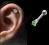 KOLCZYK DO UCHA EAR PIERCING ZIELONY 2mm  S. 925
