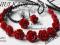 ~~RÓŻYCZKI~~koral CZERWONY ~~BRANSOLETKA+KOLCZYKI