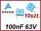100nF 63V 5mm EPCOS MKT kondensator [10szt] #X15D1