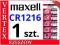 1 SZT. BATERIA LITOWA MAXELL CR1216 1216 DL ECR FV