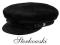 Czarna czapka żeglarska / maciejówka wełna ; 65 cm