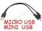 Adapter kabel USB - micro microUSB+mini miniUSB