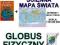 Ścienna mapa świata +Atlas dla dzieci +Globus 70mm